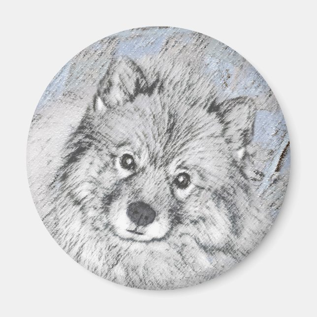 Keeshond Beth Painting - Cute Original Dog Art Magnet (Front)