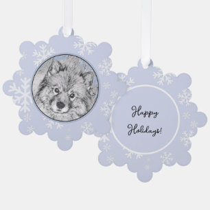 Keeshond Beth Painting - Cute Original Dog Art Ornament Card