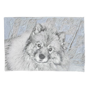 Keeshond Beth Painting - Cute Original Dog Art Pillowcase