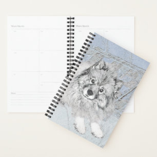Keeshond Beth Painting - Cute Original Dog Art Planner