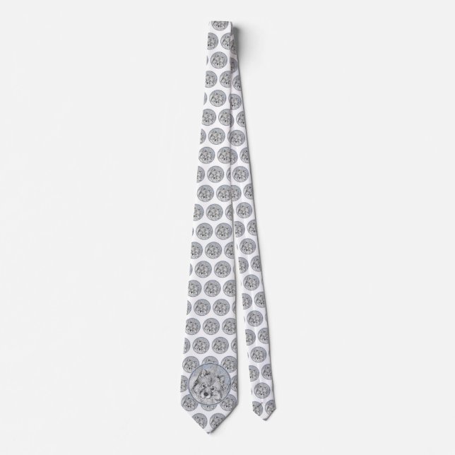 Keeshond Beth Painting - Cute Original Dog Art Tie (Front)