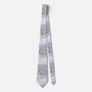 Keeshond Beth Painting - Cute Original Dog Art Tie