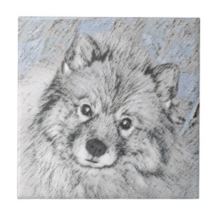 Keeshond Beth Painting - Cute Original Dog Art Tile