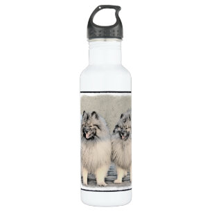 Keeshond Brothers 2 Painting - Original Dog Art 710 Ml Water Bottle
