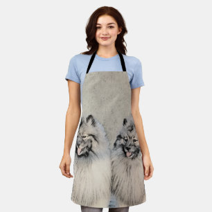 Keeshond Brothers Painting - Original Dog Art Apron