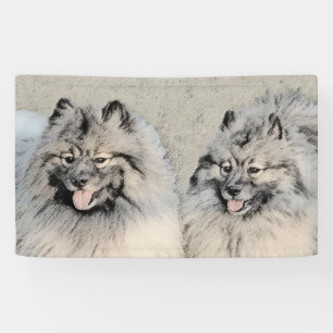 Keeshond Brothers Painting - Original Dog Art Banner