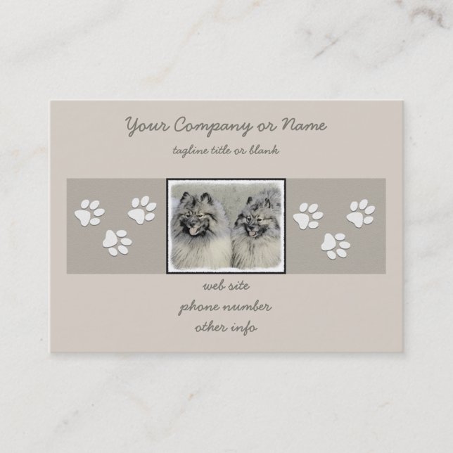 Keeshond Brothers Painting - Original Dog Art Business Card (Front)
