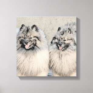 Keeshond Brothers Painting - Original Dog Art Canvas Print