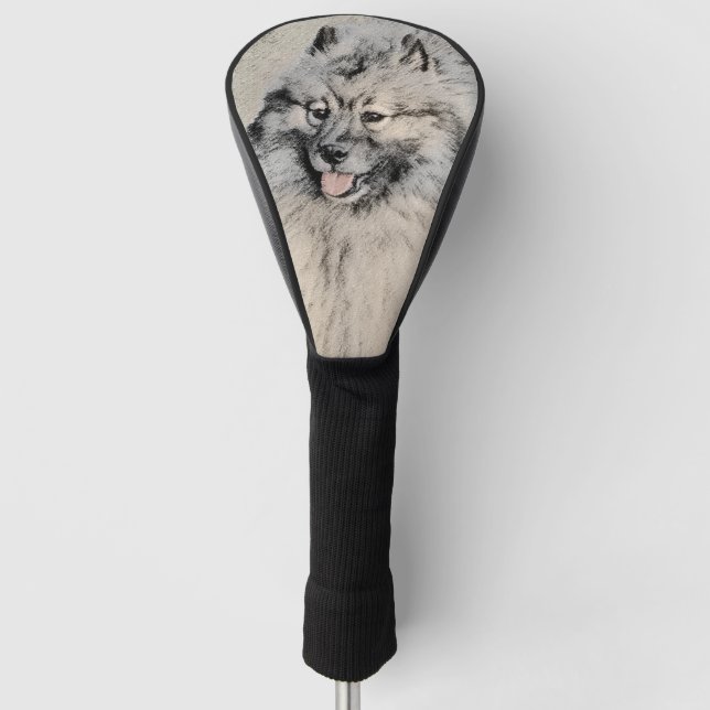 Keeshond Brothers Painting - Original Dog Art Golf Head Cover (Front)