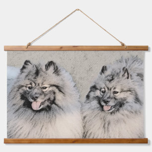 Keeshond Brothers Painting - Original Dog Art Hanging Tapestry