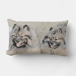 Keeshond Brothers Painting - Original Dog Art Lumbar Pillow