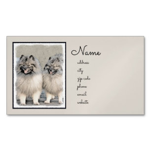 Keeshond Brothers Painting - Original Dog Art Magnetic Business Card
