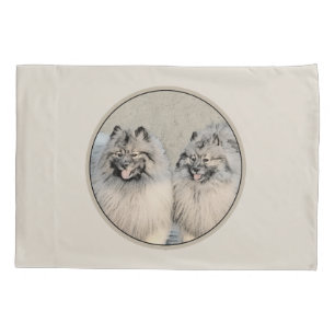 Keeshond Brothers Painting - Original Dog Art Pillowcase
