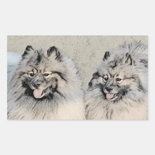 Keeshond Brothers Painting - Original Dog Art Sticker (Front)