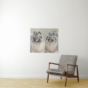 Keeshond Brothers Painting - Original Dog Art Tapestry