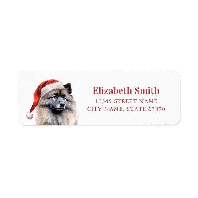Keeshond Chien de Noël Retourner l'adresse Étiquet (Devant)