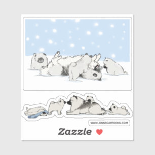 Keeshond Chiens Keeshond Keesies Jouer Stickers Vi