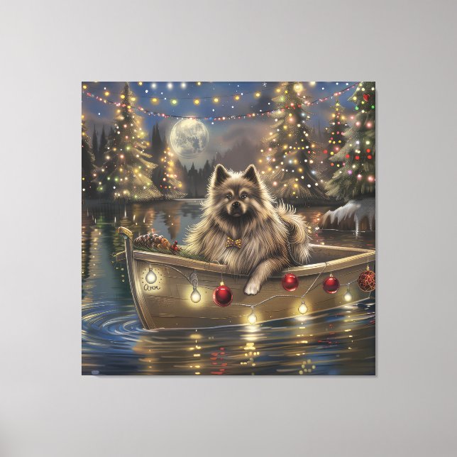 Keeshond Christmas Festive Voyage Canvas Print (Front)