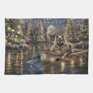 Keeshond Christmas Festive Voyage Kitchen Towel