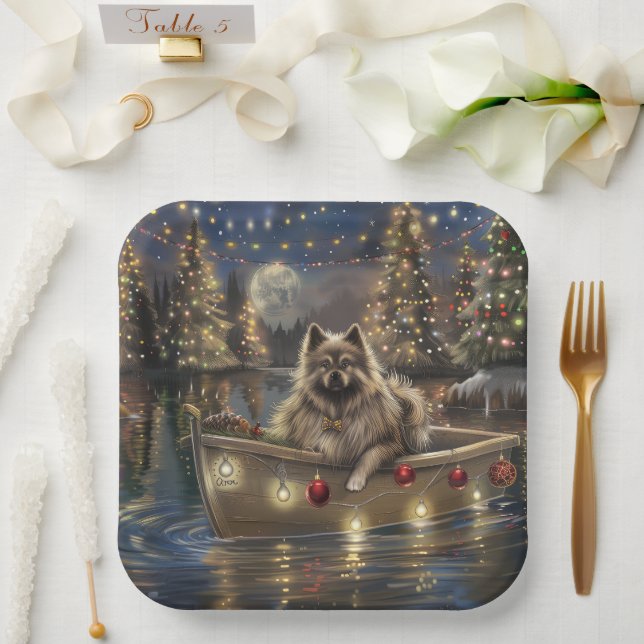 Keeshond Christmas Festive Voyage Paper Plate (Wedding)