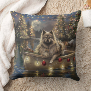 Keeshond Christmas Festive Voyage Throw Pillow
