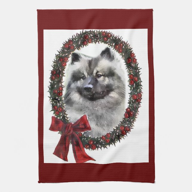 Keeshond Christmas Gifts Kitchen Towel (Vertical)