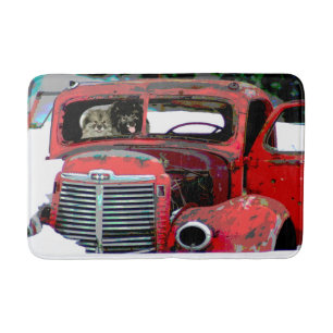 Keeshond Christmas Old Truck Painting Dog Art Bath Mat