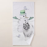 Keeshond Christmas Snowman Painting Dog Art Bath Towel Set<br><div class="desc">Keeshond Christmas Snowman dog portrait, original painting. We specialize in cute and funny original art. Buy this for yourself or as a great gift for your Keeshond loving friends. Be creative - click on CUSTOMIZE to add/remove/change text, resize the picture, change colours or anything else the customization tool will allow!...</div>