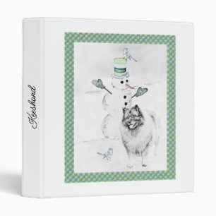 Keeshond Christmas Snowman Painting Dog Art Binder