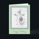 Keeshond Christmas Snowman Painting Dog Art Card<br><div class="desc">Keeshond Christmas Snowman dog portrait, original painting. We specialize in cute and funny original art. Buy this for yourself or as a great gift for your Keeshond loving friends. Be creative - click on CUSTOMIZE to add/remove/change text, resize the picture, change colours or anything else the customization tool will allow!...</div>