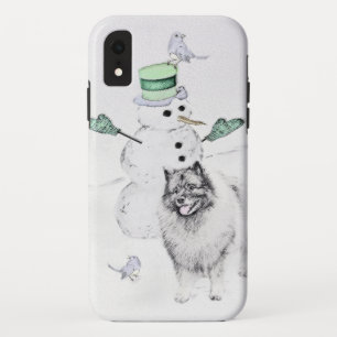 Keeshond Christmas Snowman Painting Dog Art iPhone XR Case