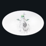 Keeshond Christmas Snowman Painting Dog Art Oval Sticker<br><div class="desc">Keeshond Christmas Snowman dog portrait, original painting. We specialize in cute and funny original art. Buy this for yourself or as a great gift for your Keeshond loving friends. Be creative - click on CUSTOMIZE to add/remove/change text, resize the picture, change colours or anything else the customization tool will allow!...</div>