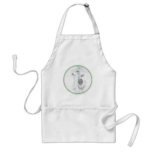 Keeshond Christmas Snowman Painting Dog Art Standard Apron