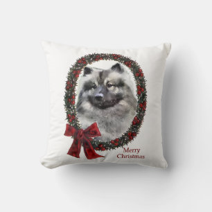 Keeshond Christmas Throw Pillow
