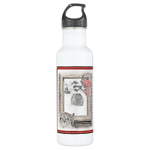 Keeshond Christmas Winter Window Painting Dog Art 710 Ml Water Bottle