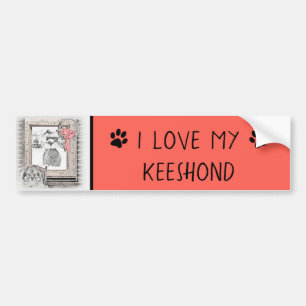 Keeshond Christmas Winter Window Painting Dog Art Bumper Sticker