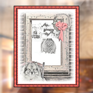 Keeshond Christmas Winter Window Painting Dog Art Cling