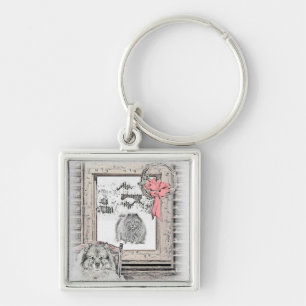 Keeshond Christmas Winter Window Painting Dog Art Keychain