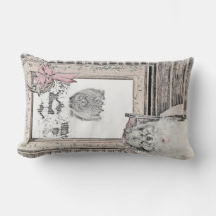 Keeshond Christmas Winter Window Painting Dog Art Lumbar Pillow