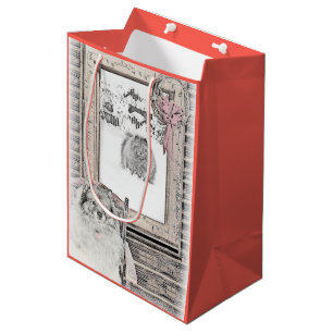 Keeshond Christmas Winter Window Painting Dog Art Medium Gift Bag