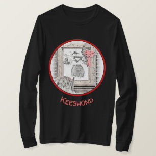Keeshond Christmas Winter Window Painting Dog Art T-Shirt