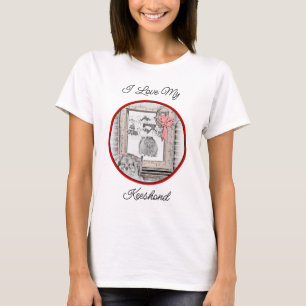 Keeshond Christmas Winter Window Painting Dog Art T-Shirt