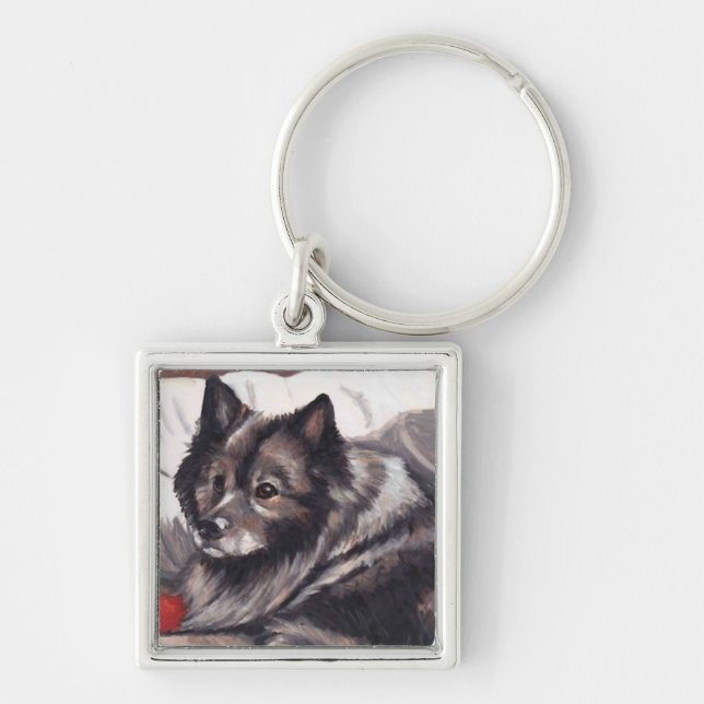 Keeshond Dog Art Keychain (Front)