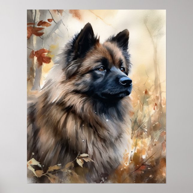 Keeshond Dog Art Print Poster (Front)