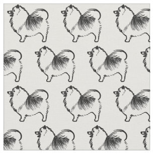 Keeshond Dog Black and White Fabric