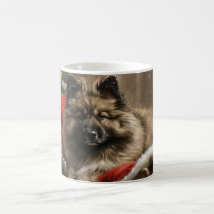 keeshond Dog Christmas Festive Coffee Mug