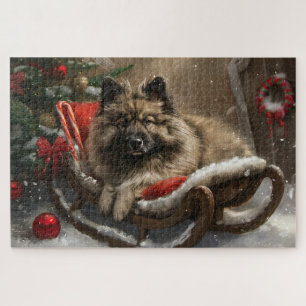 keeshond Dog Christmas Festive  Jigsaw Puzzle