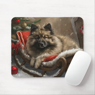 keeshond Dog Christmas Festive Mouse Pad