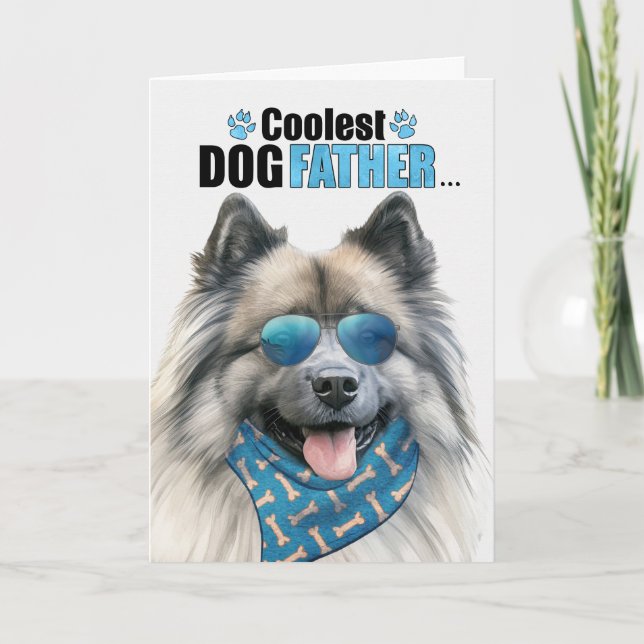 Keeshond Dog Coolest Dad Father's Day Holiday Card (Front)
