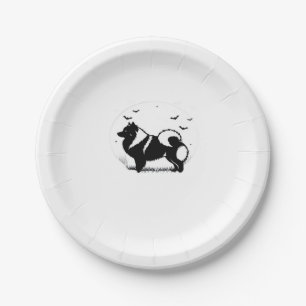 Keeshond Dog � Halloween Moon Silhouette Classic T Paper Plate